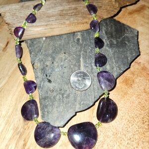 Jay King Amethyst, Peridot and Sterling Silver Necklace  NWOT